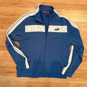 Puma Men's athletic jacket in Blue with White Stripes